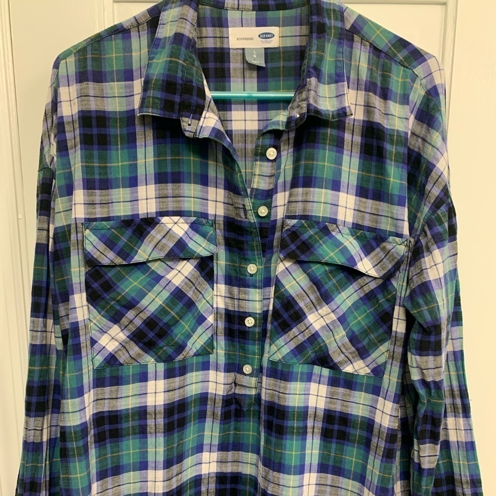 Old Navy, Boyfriend Shirt, size L Grunge 90's Eclectic Grandpa